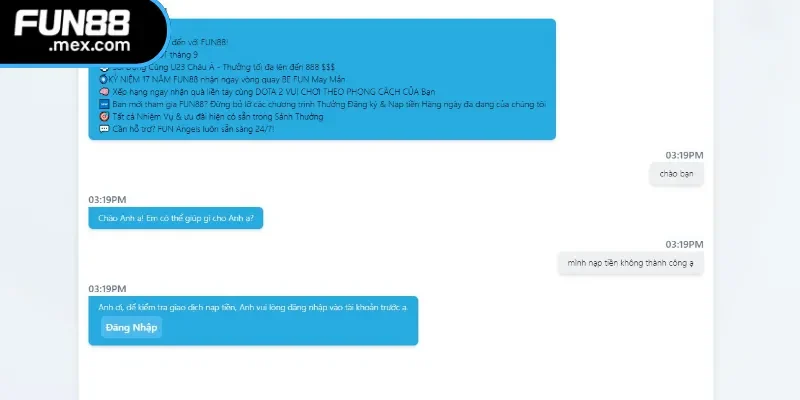 Liên Hệ FUN88 1 Liên hệ với đơn vị thông qua Live Chat hữu ích